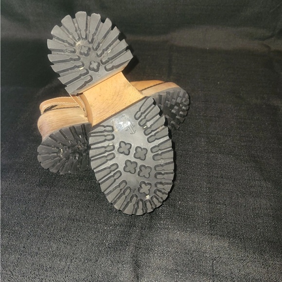 Rare vintage London Underground Tan Leather Platform Clogs - Picture 6 of 8